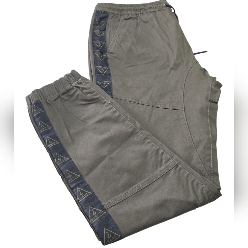 Guess Green Relaxed Fit Jogger Pants with Side Stripe